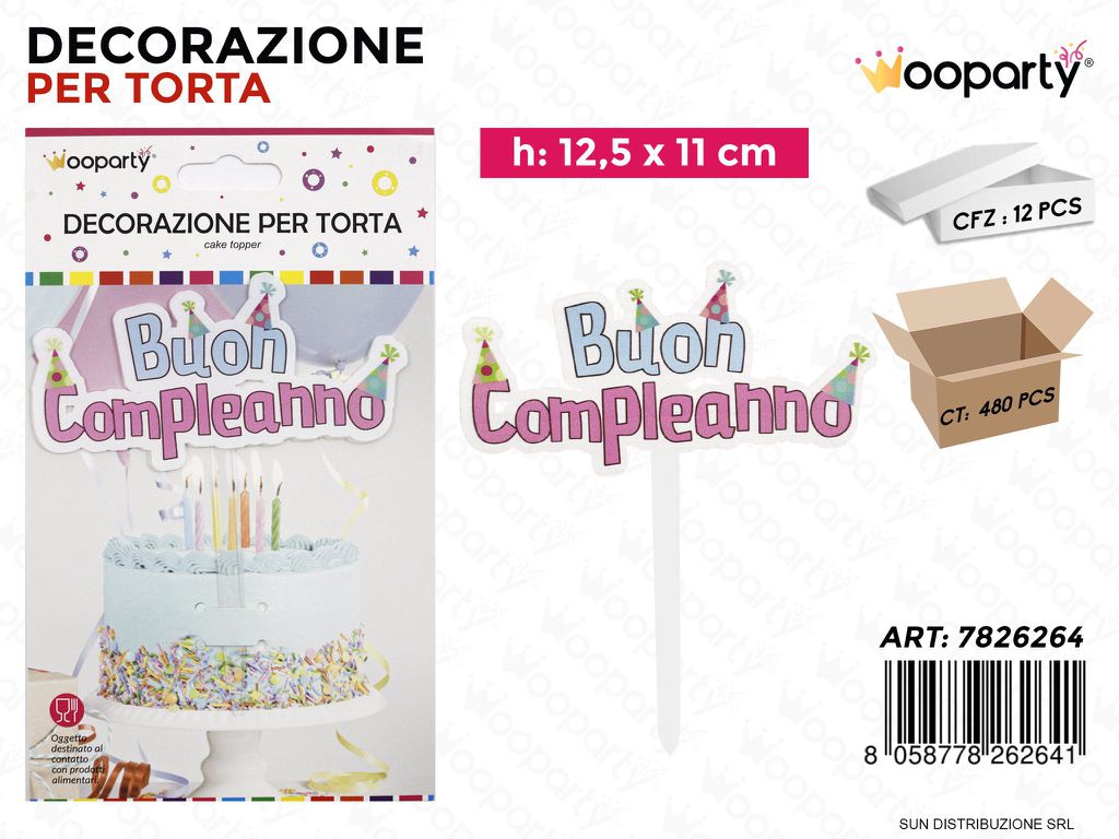 DEC. PER TORTA BUON COMPL. 12.5*11CM /PZ DA 12**