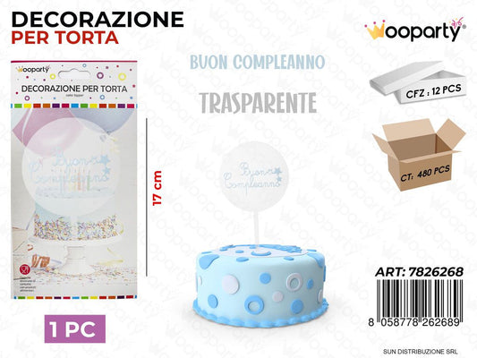 DEC. PER TORTA TRASP. B. COMPL. CEL. 17CM /PZ DA 12**