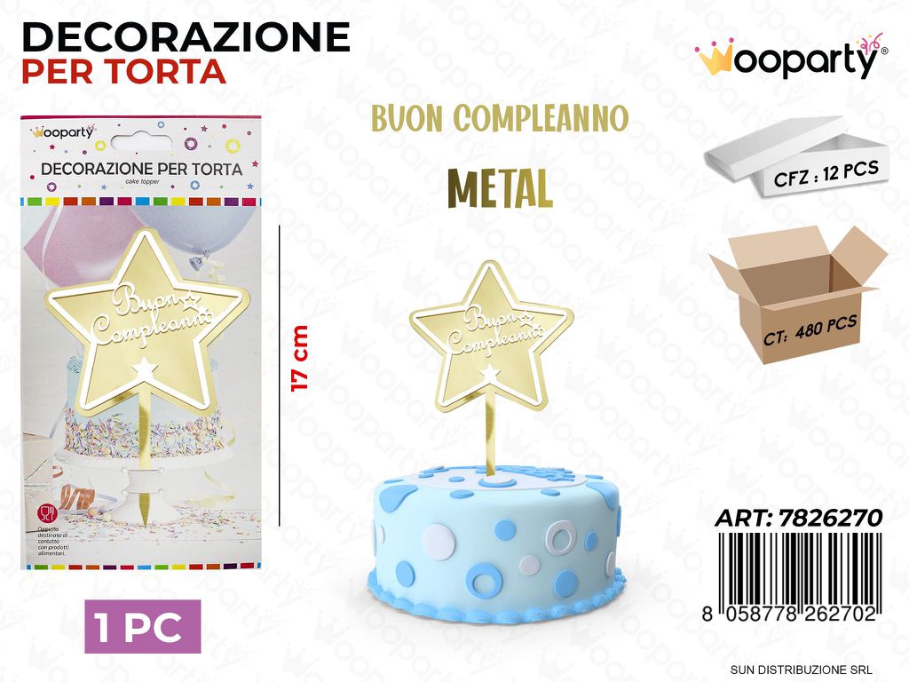 DEC. PER TORTA METAL BUON COMPL. 17CM /PZ DA 12**