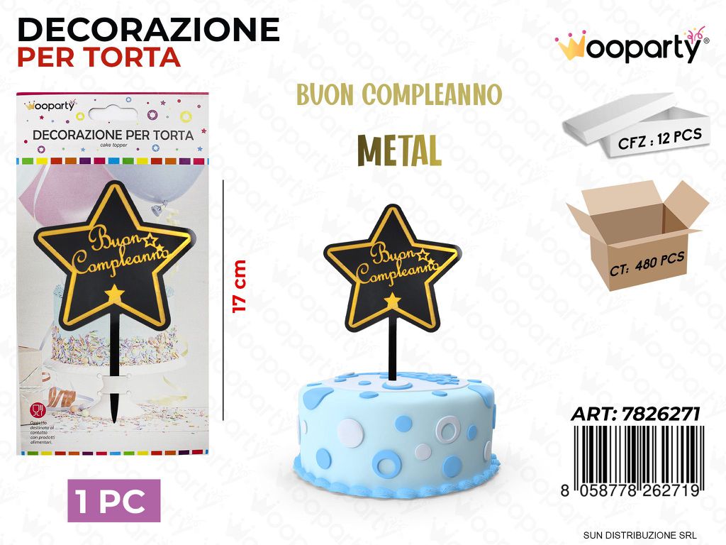 DEC. PER TORTA METAL BUON COMPL. 17CM /PZ DA 12**