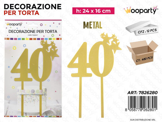 DEC. PER TORTA N. 40 ORO METAL 24*16CM /PZ DA 12**