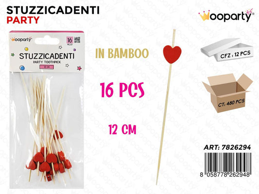 STUZZICADENTI PARTY IN BAMBOO 16PCS 12CM /PZ DA 12**