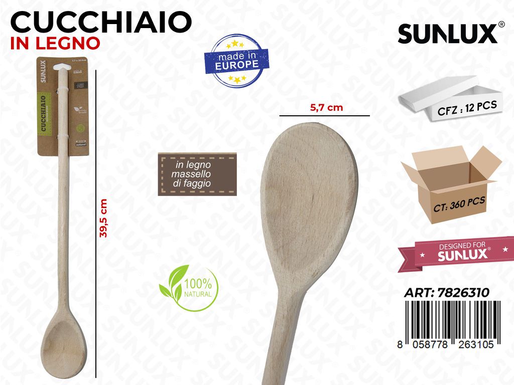 Cucchiaio In Legno Di Faggio 5.7*39.5 Cm