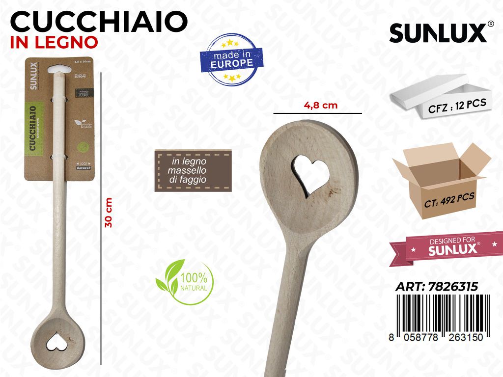 Cucchiaio in Legno di Faggio 4.8*30 Cm