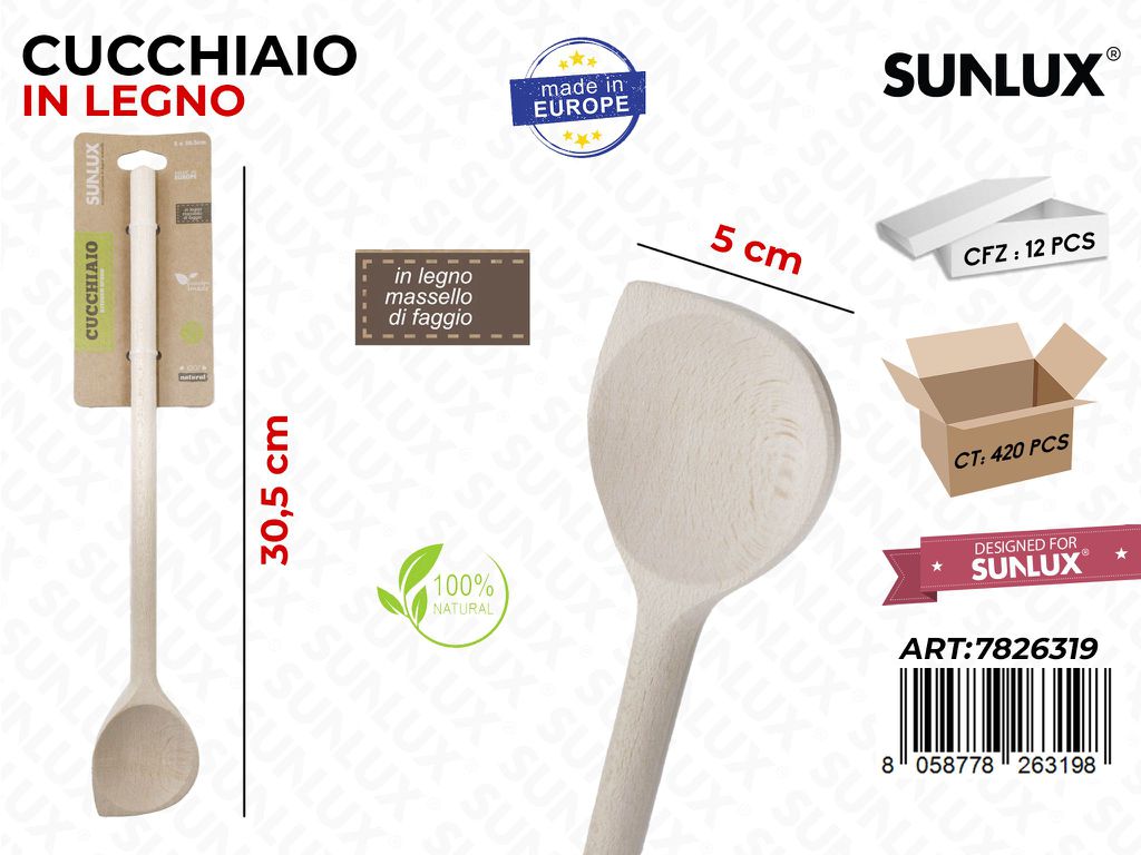 Cucchiaio in Legno di Faggio 5*30.5 Cm
