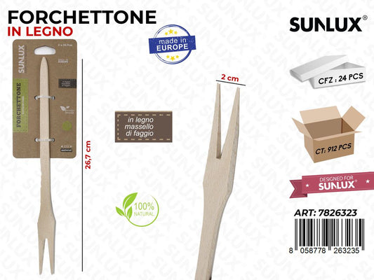Forchettone in Legno di Faggio 2*26.7 Cm /Pz da 12/24