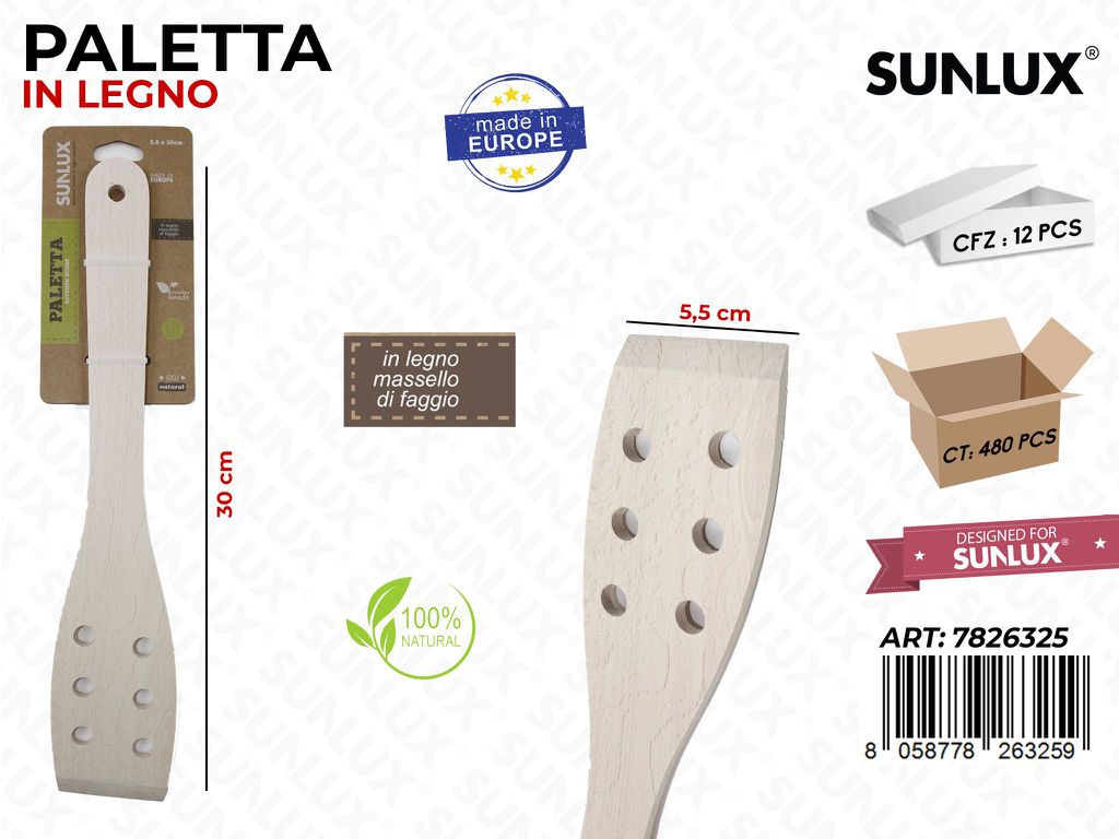 Paletta Forata in Legno di Faggio 5.5*30CM