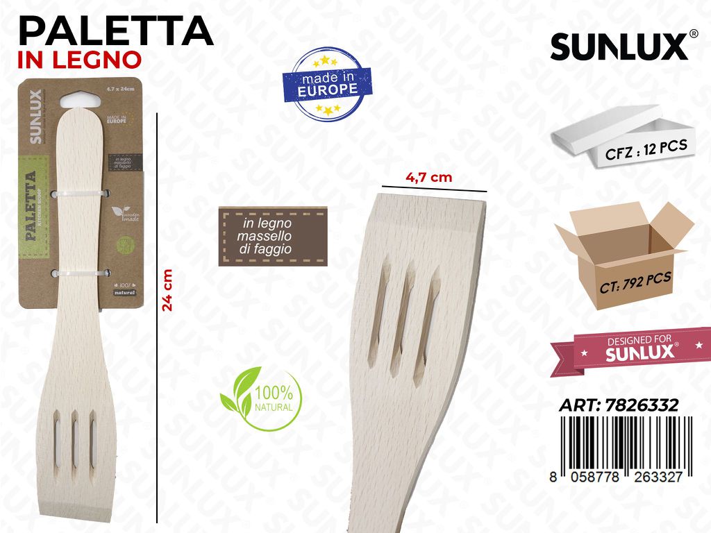 Paletta Forata in Legno di Faggio 4.7*24CM /Pz da 12/24