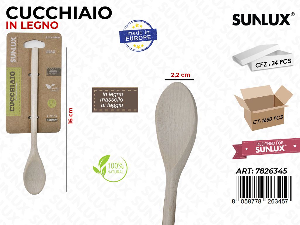 Cucchiaio in Legno di Faggio 2.2*16CM