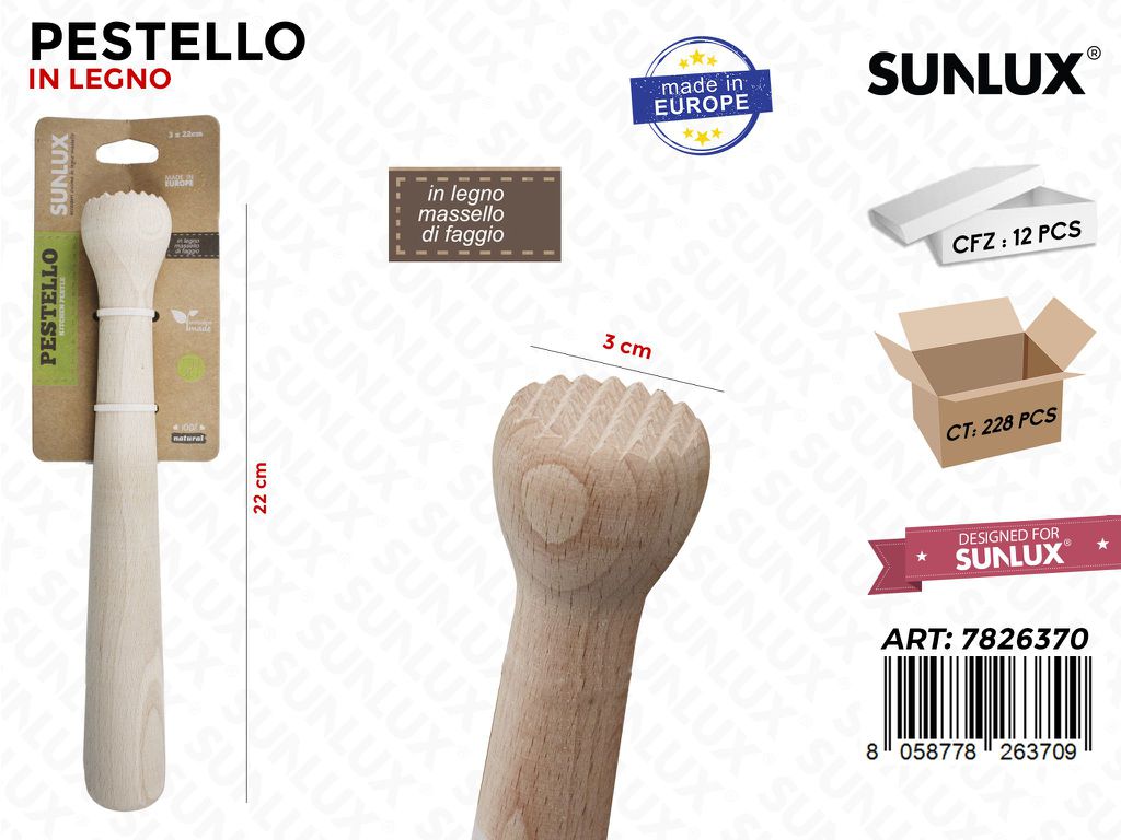 Pestello in Legno di Faggio 3*22 Cm