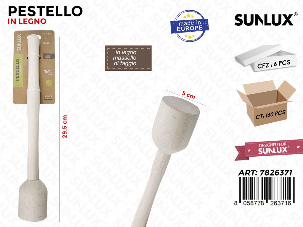 Pestello in Legno di Faggio 5*29.5 Cm