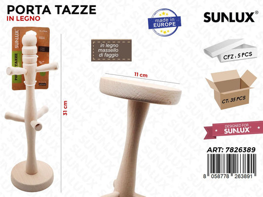 Porta Tazze in Legno di Faggio 11*31 Cm