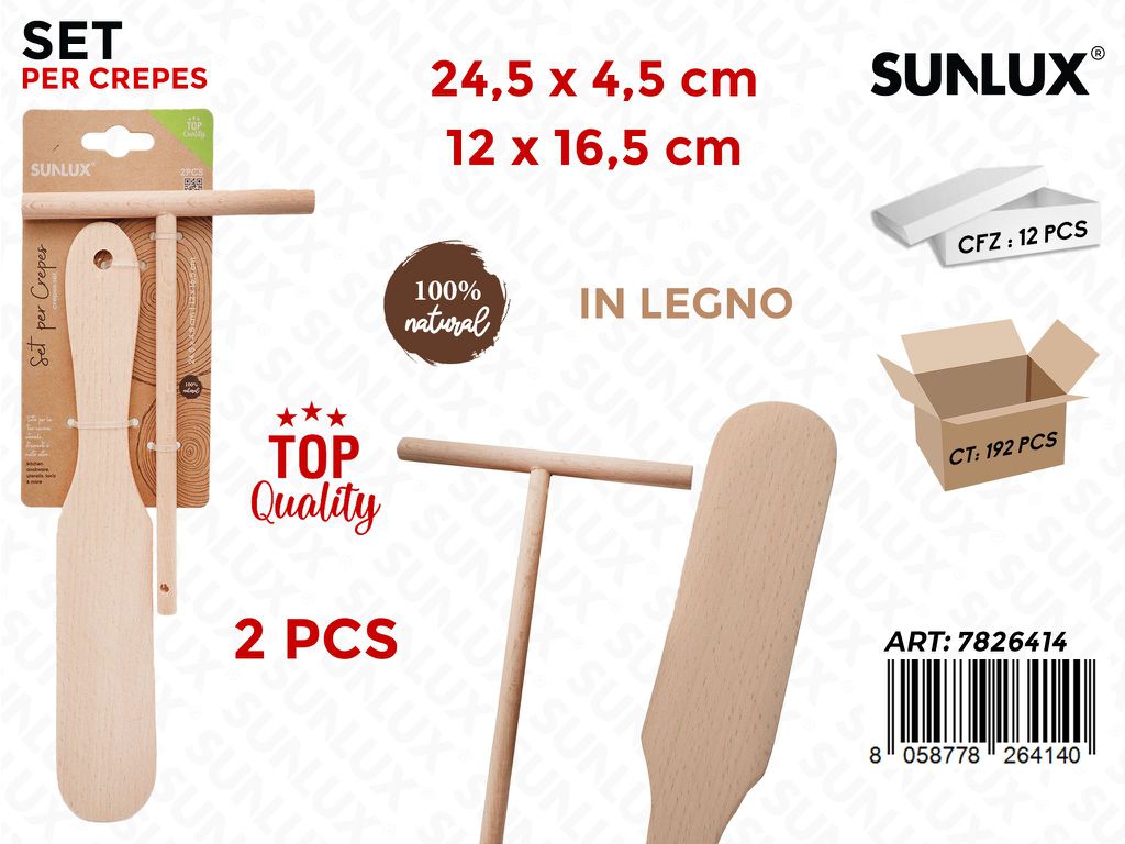 Sunlux Set per Crepes in Legno 2PCS Mis. Ass.