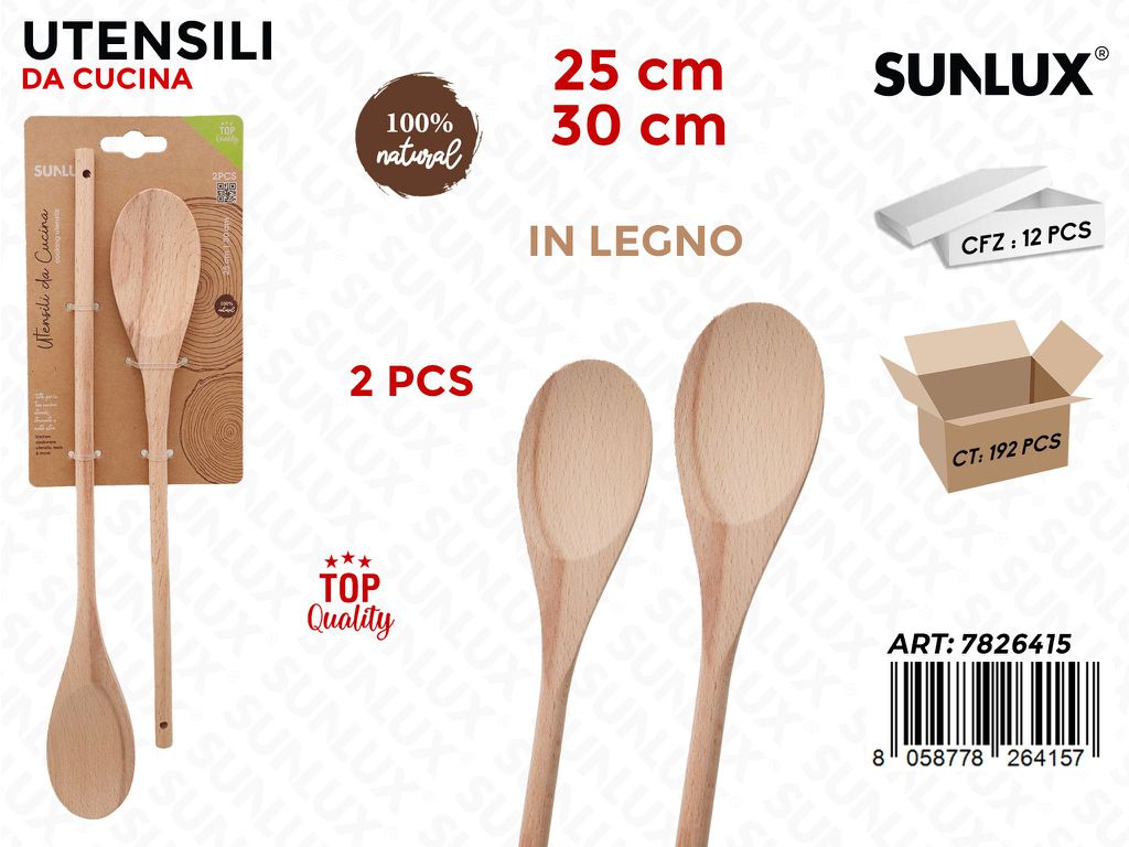 Sunlux Cucchiaio da Cucina in Legno 2PCS Mis. Ass.