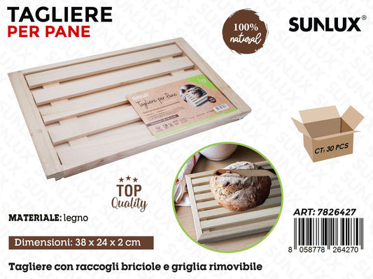 Sunlux Tagliere per Pane in Legno 38*24*2CM