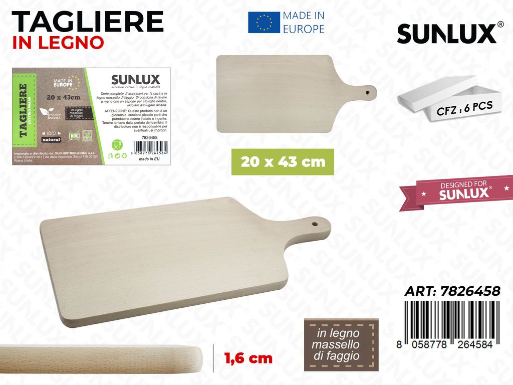 Tagliere Legno di Faggio 20*43*1.6CM