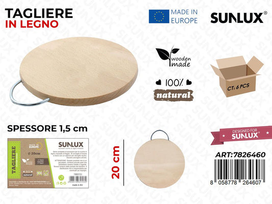 Tagliere c/Manico Legno di Faggio 20*20CM