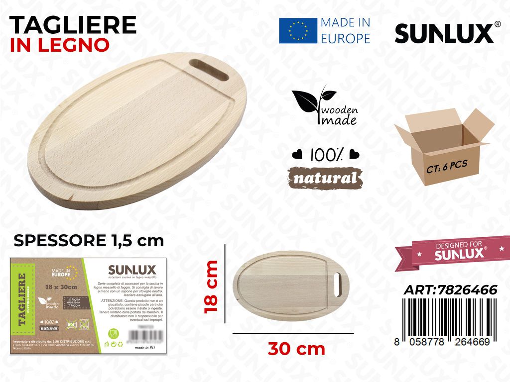 Tagliere Legno di Faggio 18*30 Cm