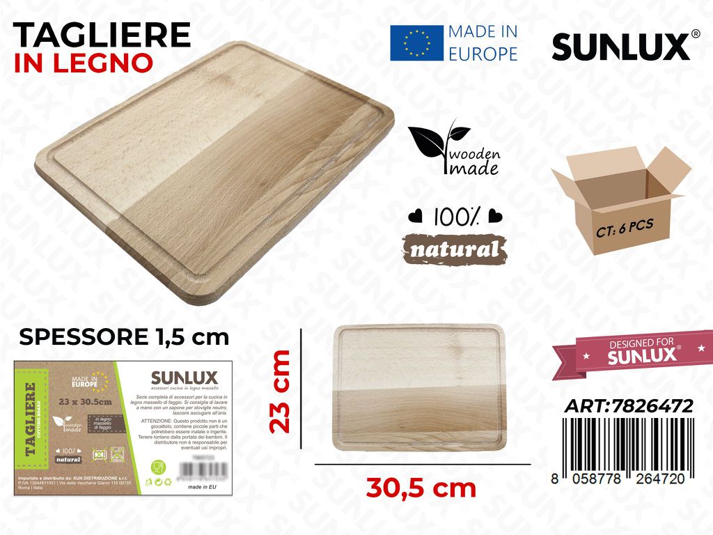 Tagliere Legno di Faggio 23*30.5 Cm
