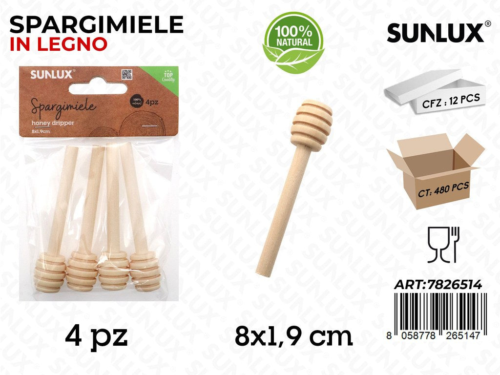 Sunlux Spargimiele Legno 4PCS 8*1.9CM