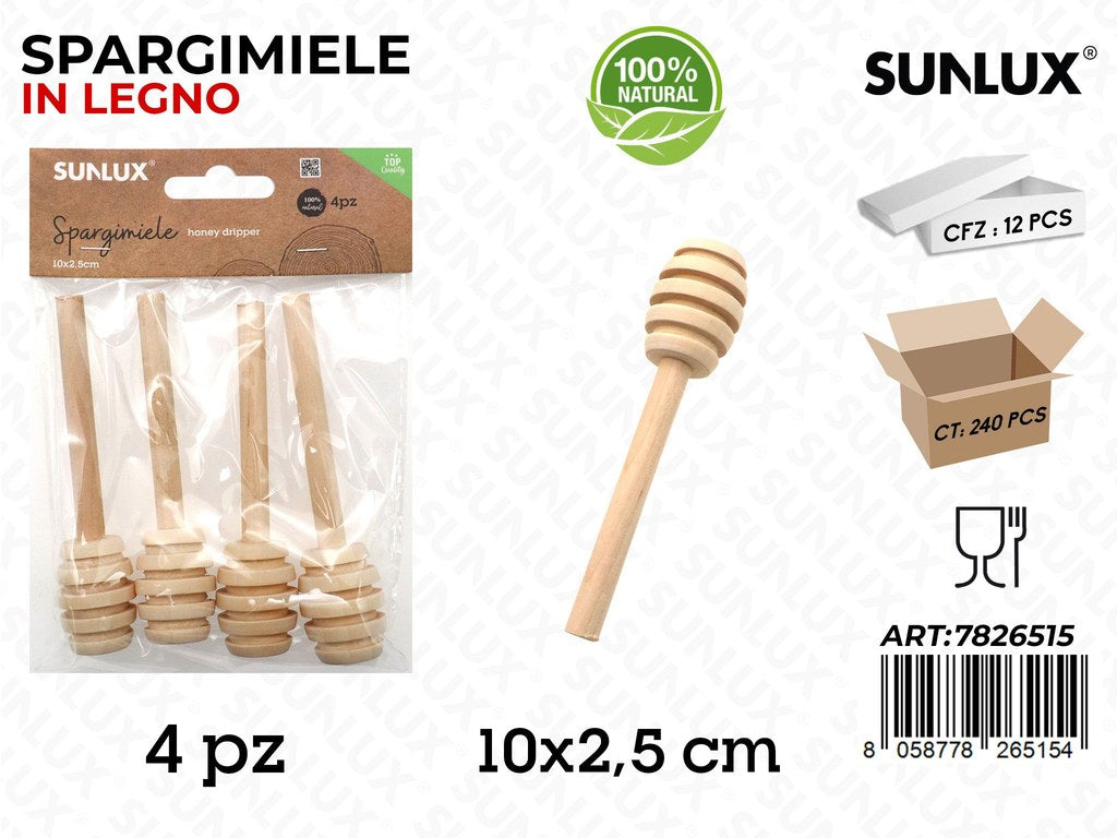 Sunlux Spargimiele Legno 4PCS 10*2.5CM