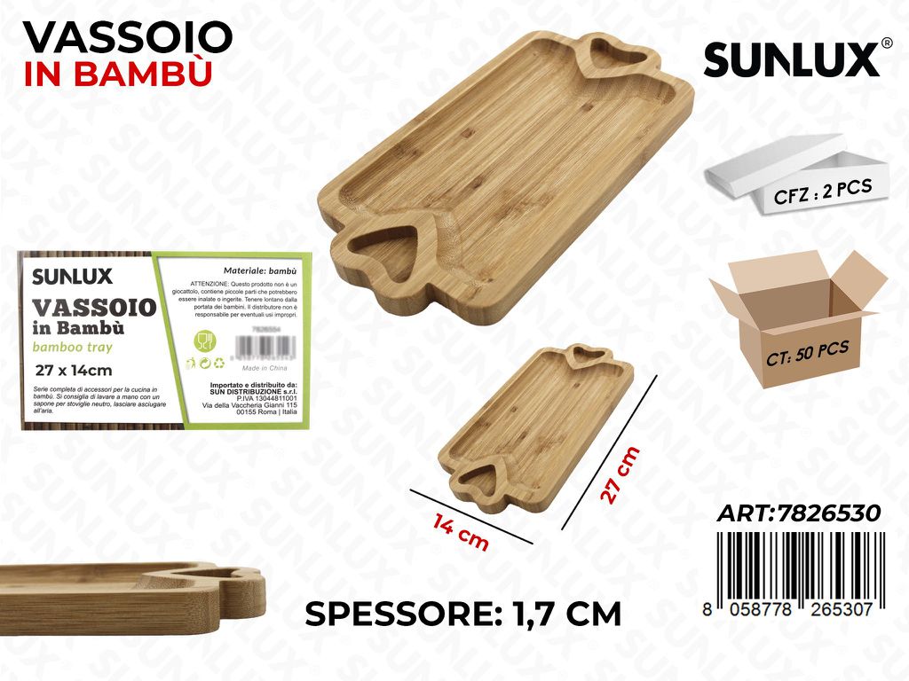 Vassoio in Bambu Rettangolare 27*14CM