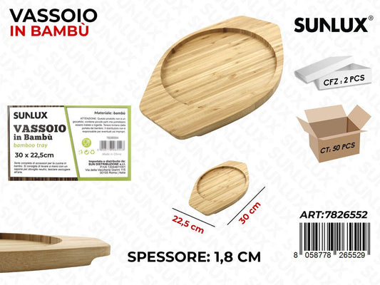 Vassoio in Bambu Rotondo con Manico 27*18CM