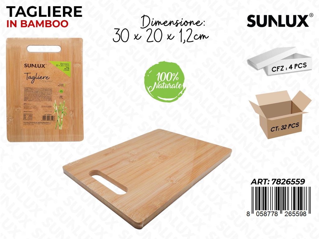 Sunlux Tagliere in Bamboo 30*20*1.2 Cm