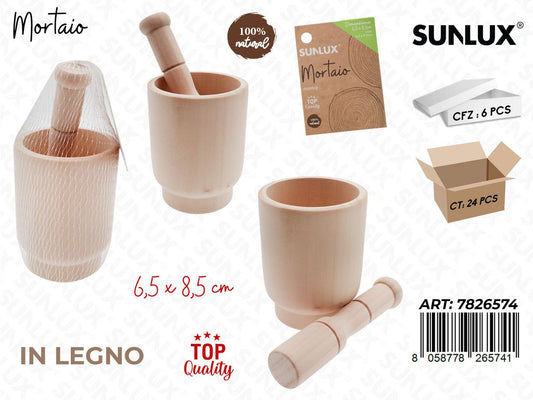 Sunlux Mortaio in Legno 6.5*8.5CM