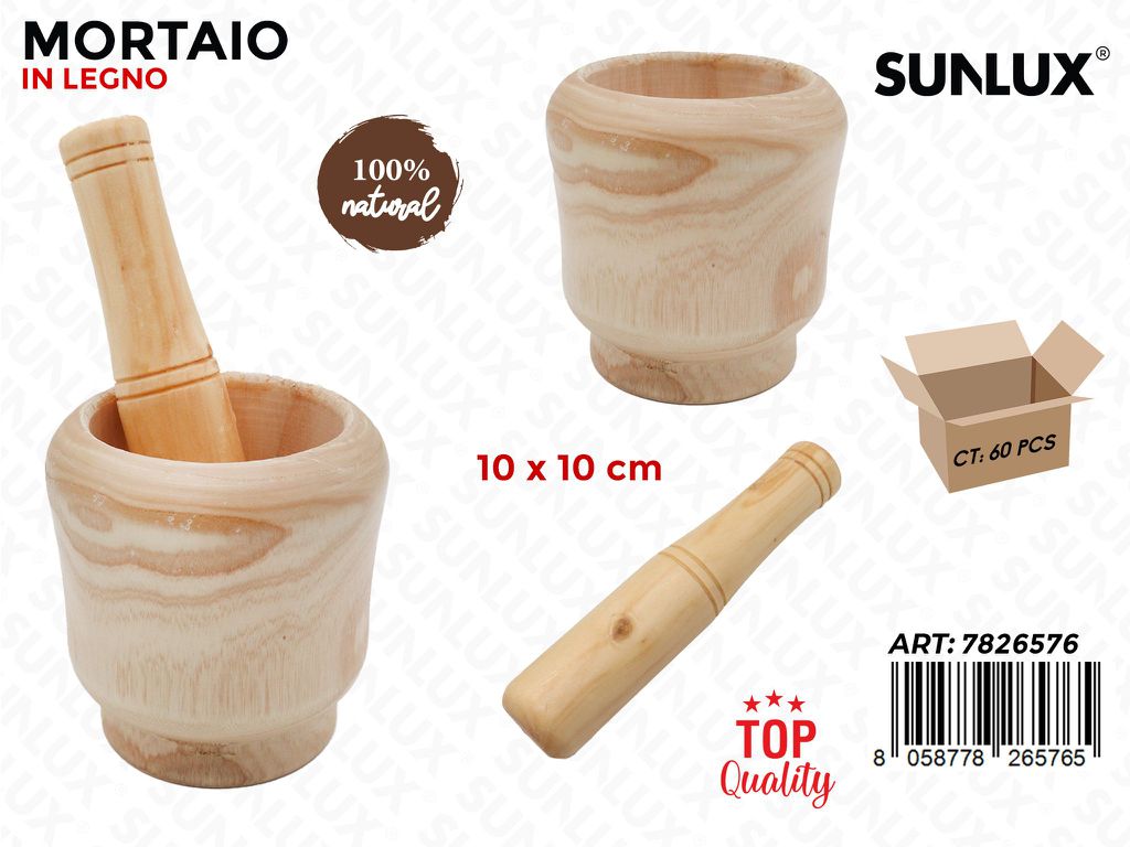 Sunlux Mortaio in Legno 10*10CM