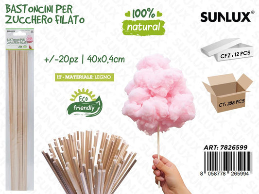 Sunlux Bastoncini Zucchero Filato 20PCS 40CM