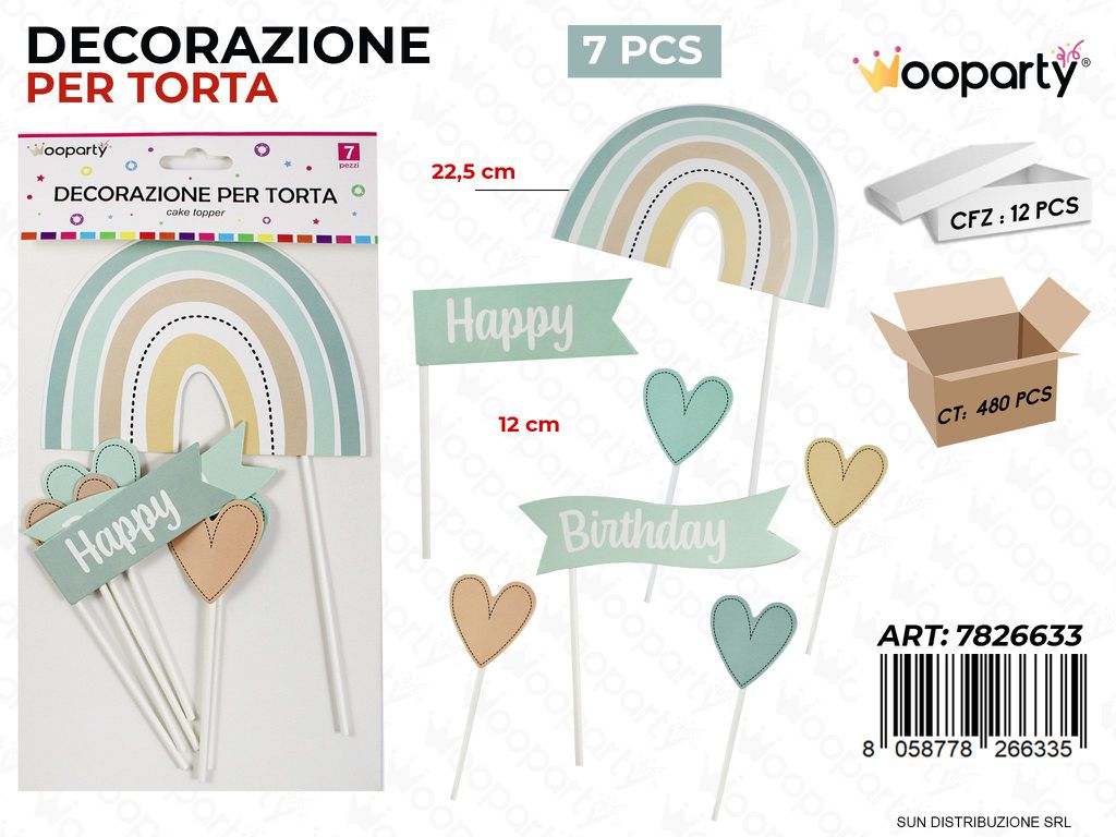 DEC. PER TORTA H. BIRTHDAY CEL. 7PCS ASS. /PZ DA 12**