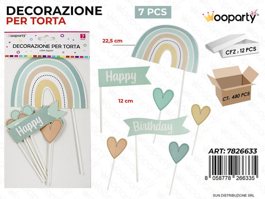 DEC. PER TORTA H. BIRTHDAY CEL. 7PCS ASS. /PZ DA 12**