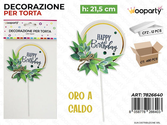 DEC. PER TORTA H. BIRTHDAY ORO CALDO 21.5CM /PZ DA 12**
