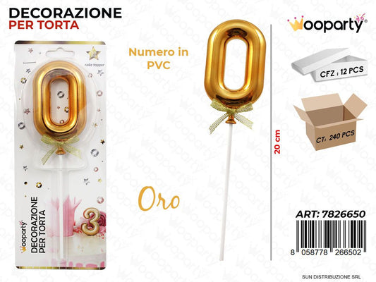DEC. PER TORTA IN PVC N. 0 ORO 20CM /PZ DA 12**
