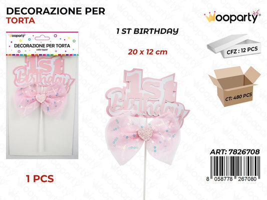 DEC. PER TORTA 1 ANNO GIRL 20*12CM / PZ DA 12**