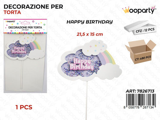 DEC. PER TORTA H. BIRTHDAY BLU 21.5*15CM / PZ DA 12**