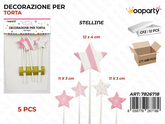 DEC. PER TORTA STELLINE 5PCS MIS. ASS.  / PZ DA 12**