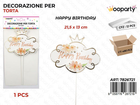 DEC. PER TORTA H. BIRTHDAY 21.5*13CM / PZ DA 12**
