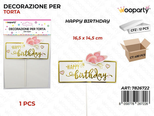 DEC. PER TORTA H. BIRTHDAY 16.5*14.5CM / PZ DA 12**