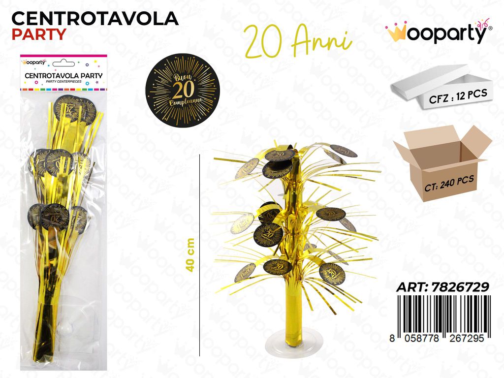 CENTROTAVOLA PARTY 20ANNI 40CM /PZ DA 12**