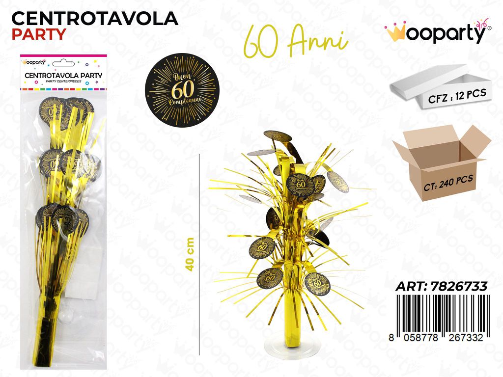 CENTROTAVOLA PARTY 60ANNI 40CM /PZ DA 12**