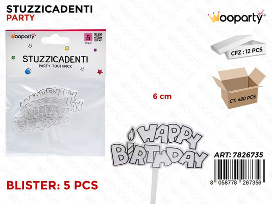 STUZZICADENTI H. BIRTHDAY 5PCS 6CM