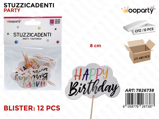 STUZZICADENTI H. BIRTHDAY 12PCS 8CM