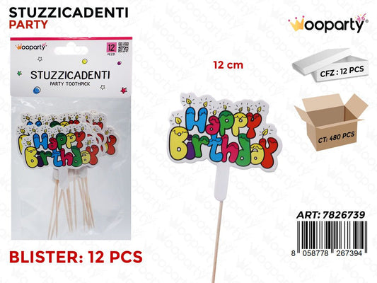 STUZZICADENTI H. BIRTHDAY 12PCS 12CM
