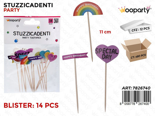 STUZZICADENTI H. BIRTHDAY 14PCS 11CM