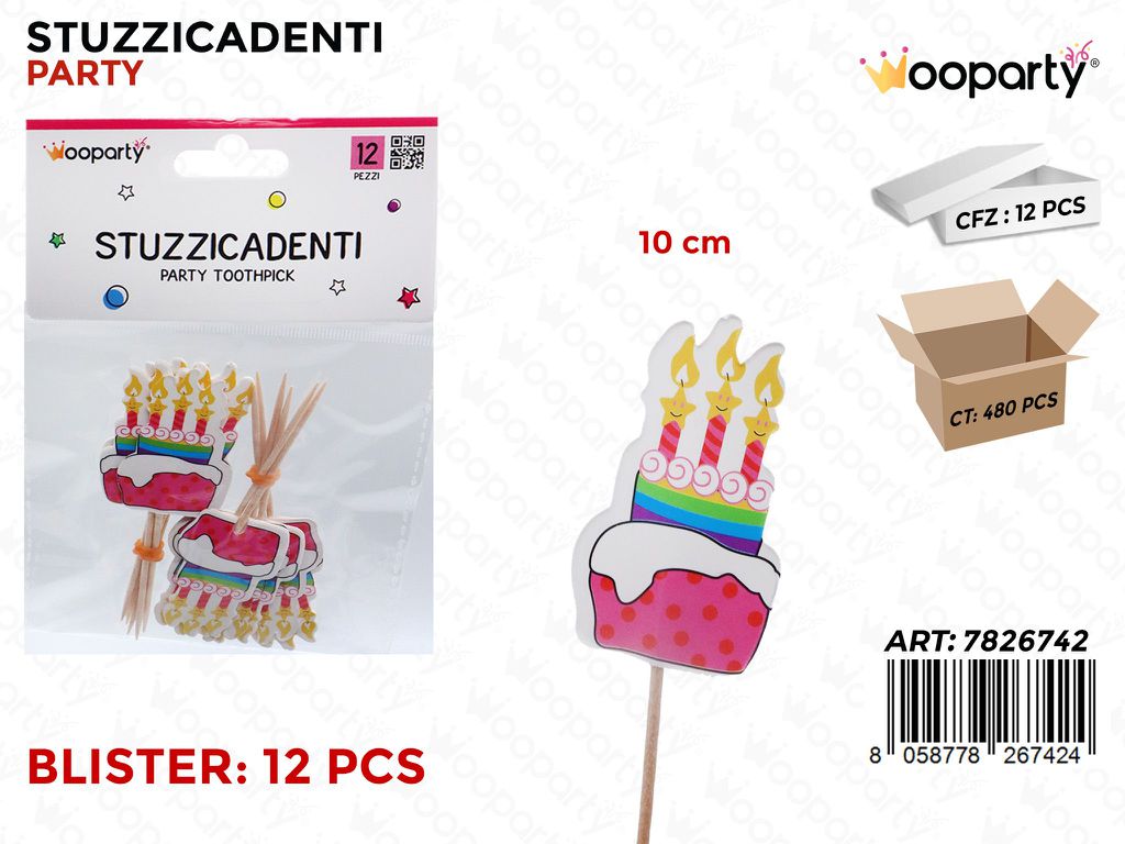 STUZZICADENTI H. BIRTHDAY 12PCS 10CM