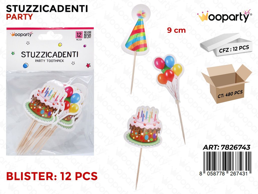 STUZZICADENTI H.BIRTHDAY 12PCS 9CM