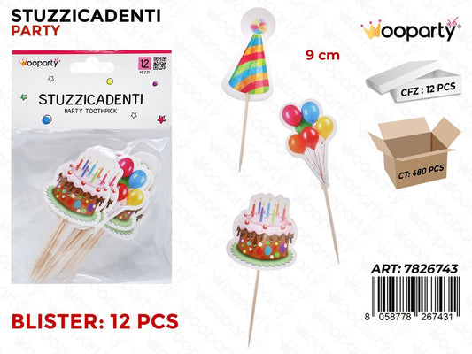 STUZZICADENTI H.BIRTHDAY 12PCS 9CM