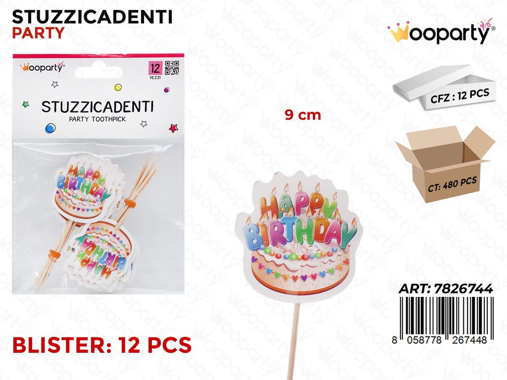 STUZZICADENTI H.BIRTHDAY 12PCS 9CM